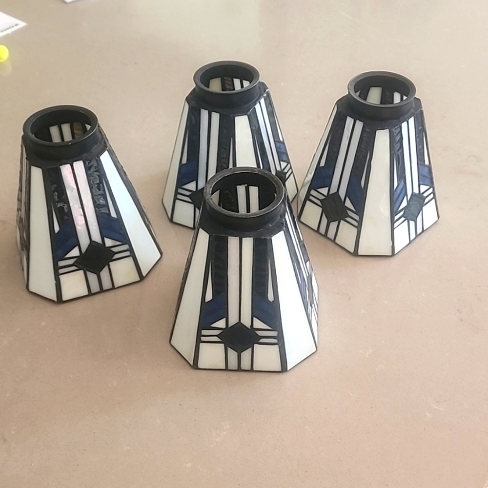 Tiffany style Ceiling fan or light stained glass covers-4
